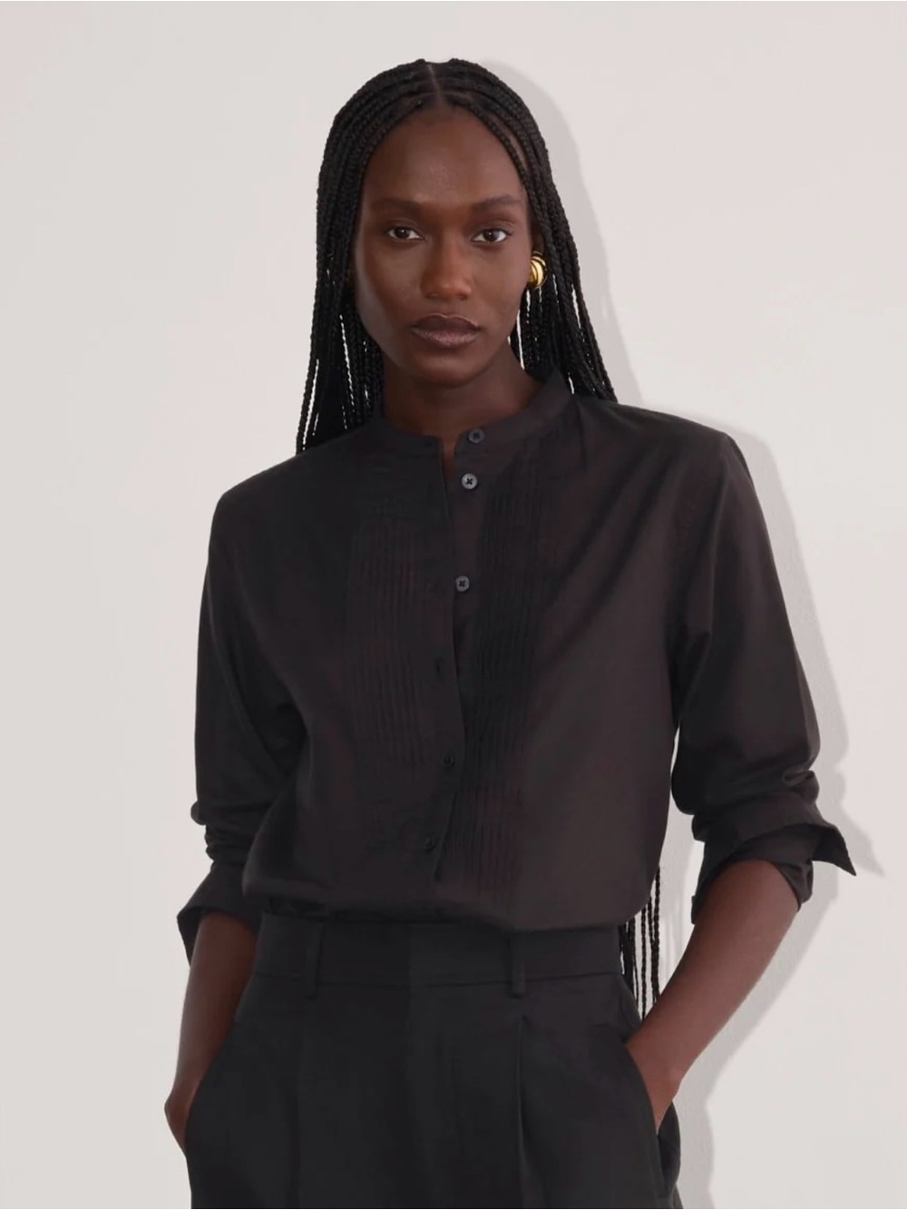 Everlane The Tuxedo Shirt In Silky Cotton Black Size 16